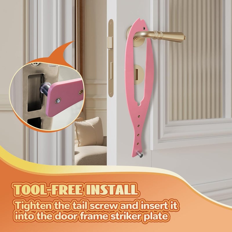 TGIOW Cat Door Latch, 2 Pcs Cat Door Stopper Pet Door Latch to Keep Dog Out of Litter Box and Food, Door Prop for Cat with 5 Adjustable Size Strap 2.5-6" Wide, No Measuring, Easy to Install, Pink - Image 4